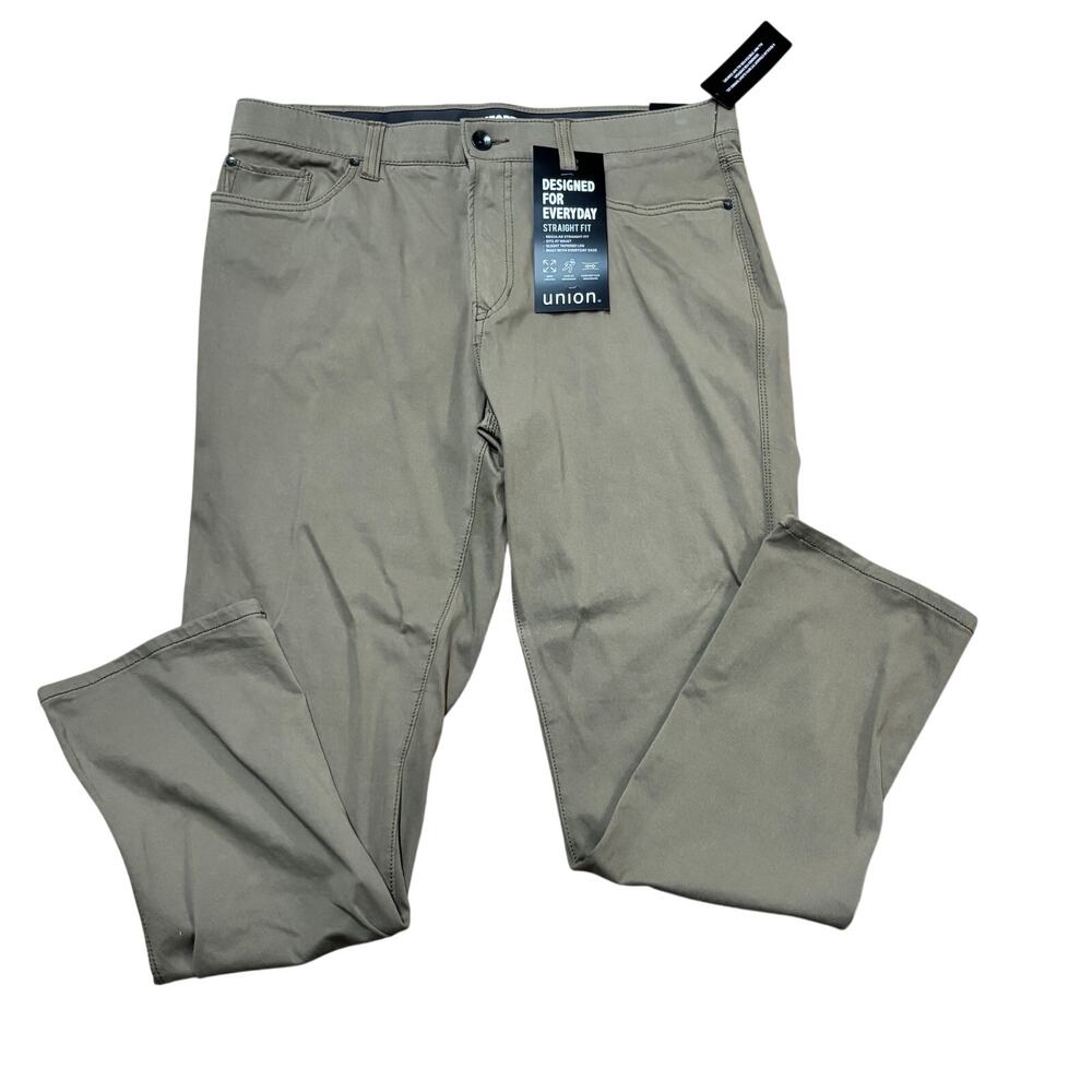 Comfort Flex Chino Pants Men's 38x32 Flat Front Brown Comfort Waist Straight NWT
